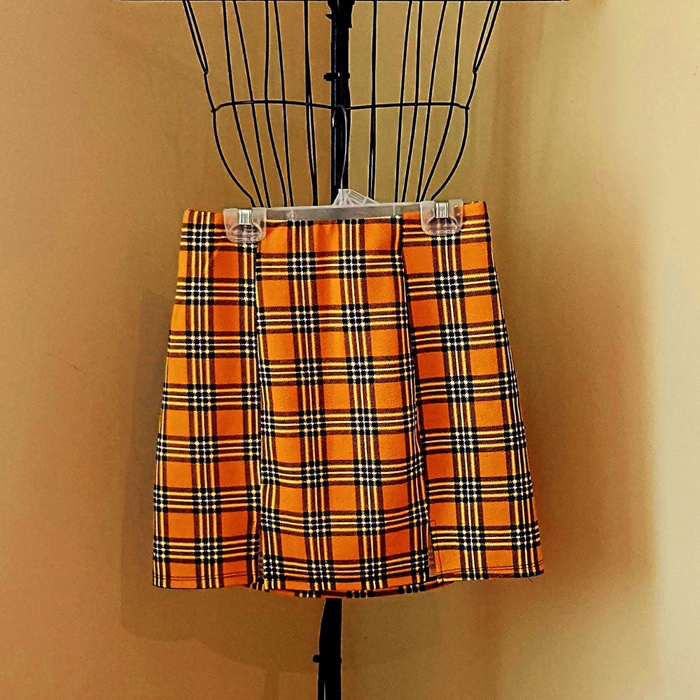 Plaid Orange Skirt